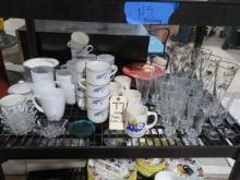 Lenox plates, coffee mugs, glassware
