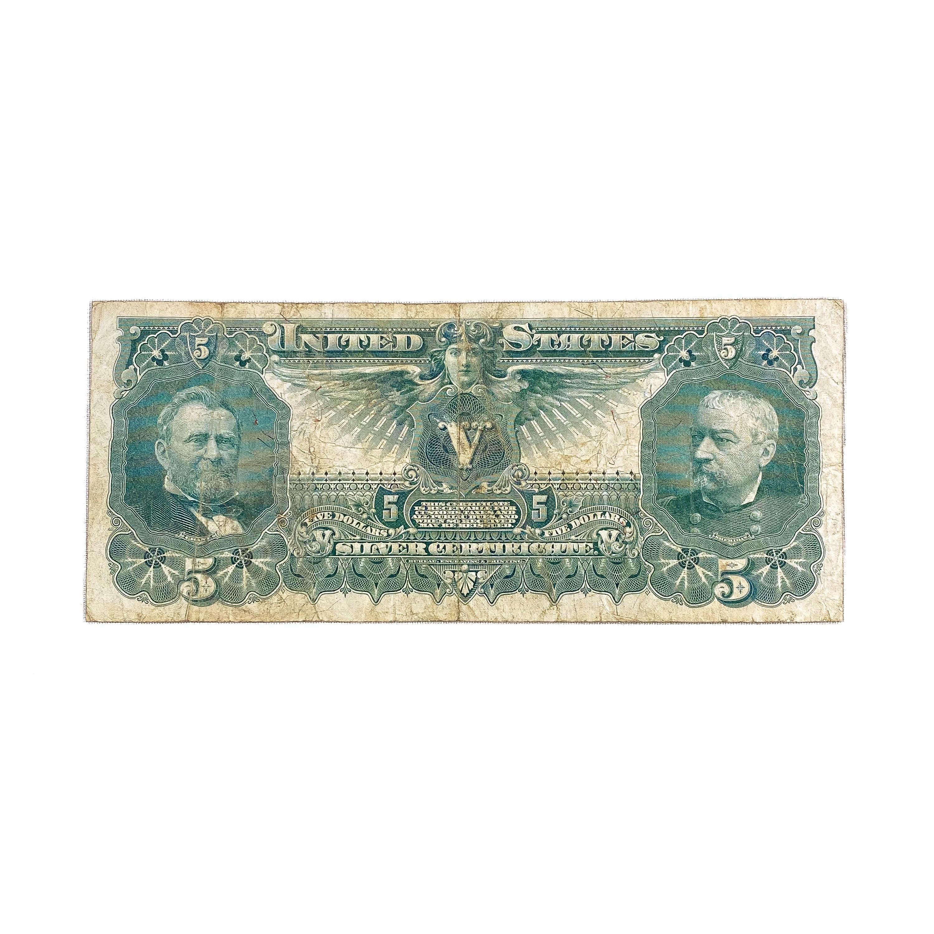 1896 $5 EDUCATIONAL SILVER CERT. VF