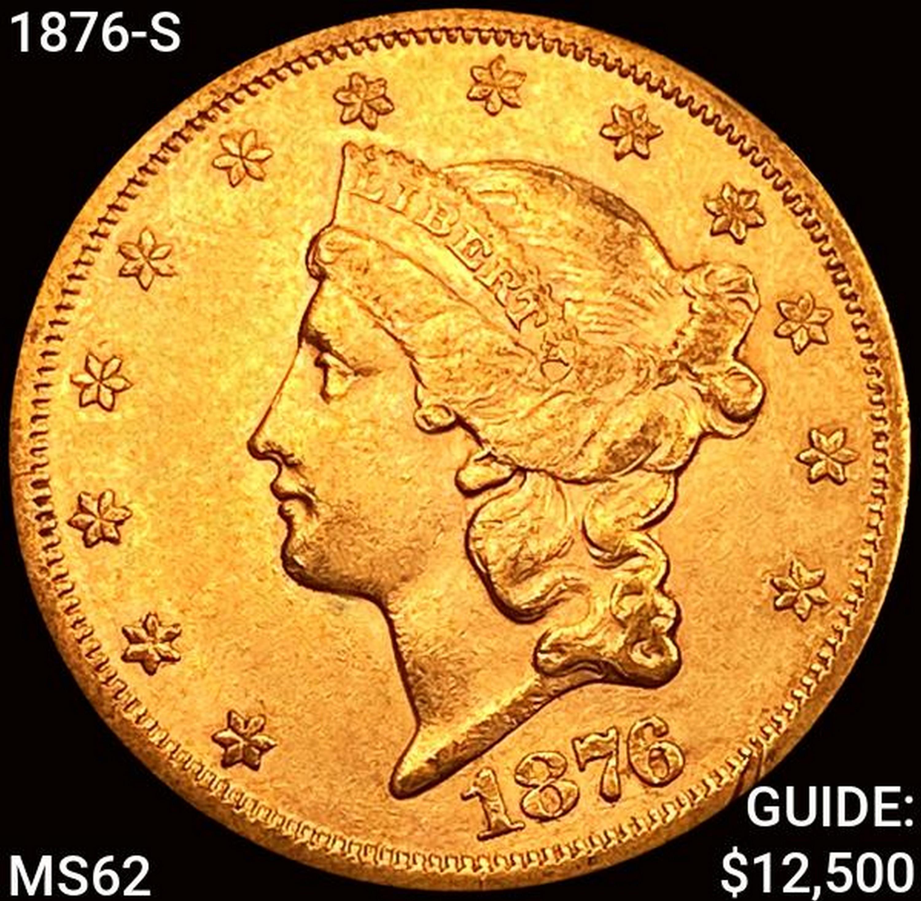 1876-S $20 Gold Double Eagle UNCIRCULATED