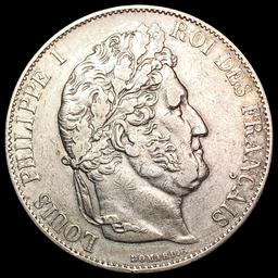 1847 France Silver 5 Francs NEARLY UNCIRCULATED