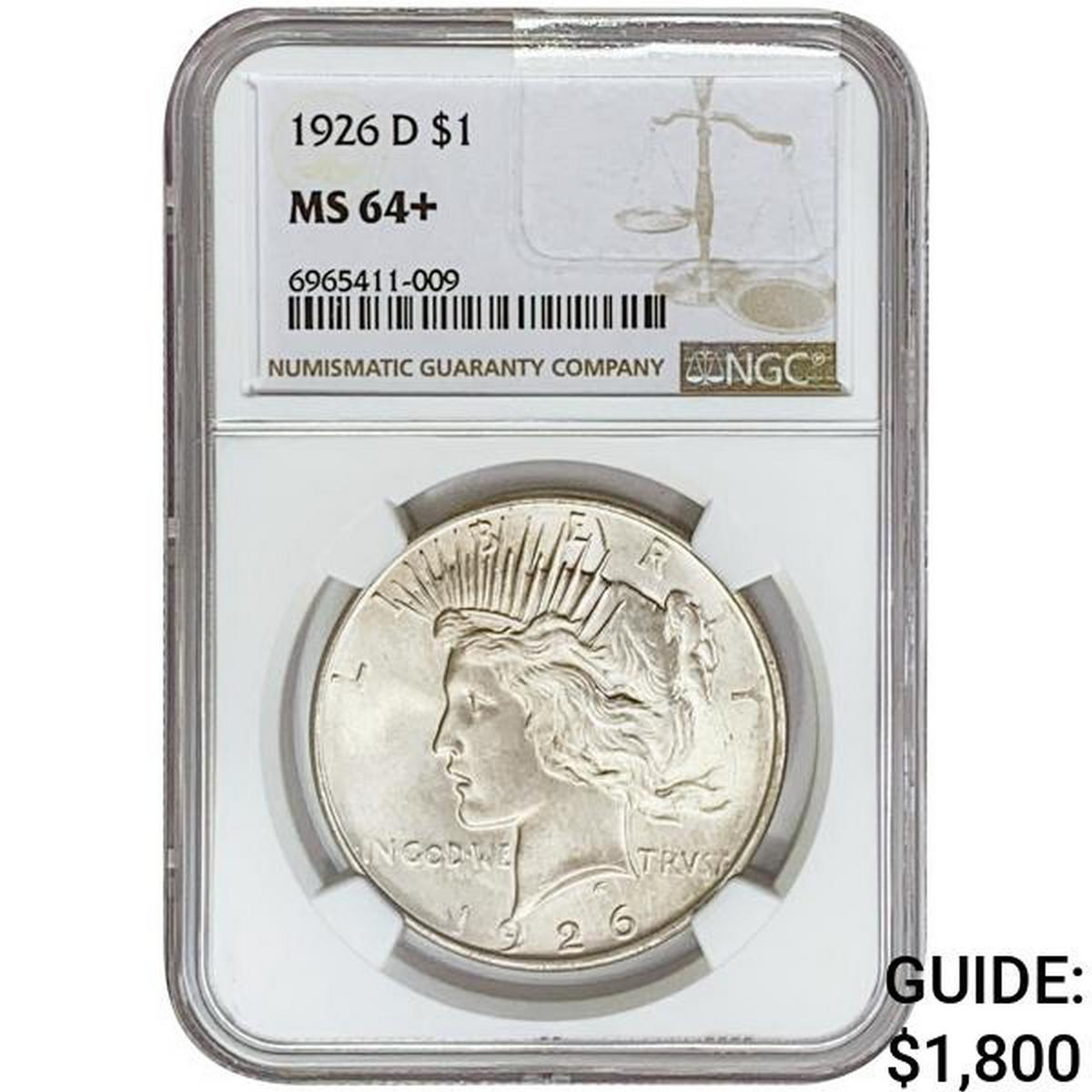 1926-D Silver Peace Dollar NGC MS64+