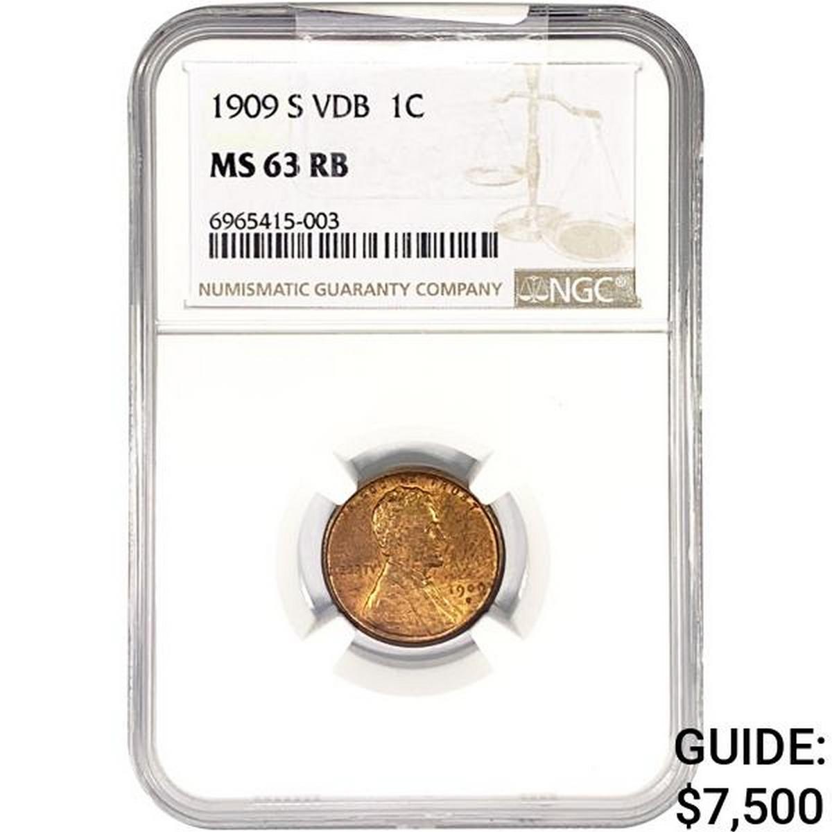 1909-S VDB Wheat Cent NGC MS63 RB