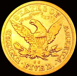 1880-CC $5 Gold Half Eagle CHOICE AU