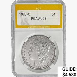 1893-O Morgan Silver Dollar PGA AU58