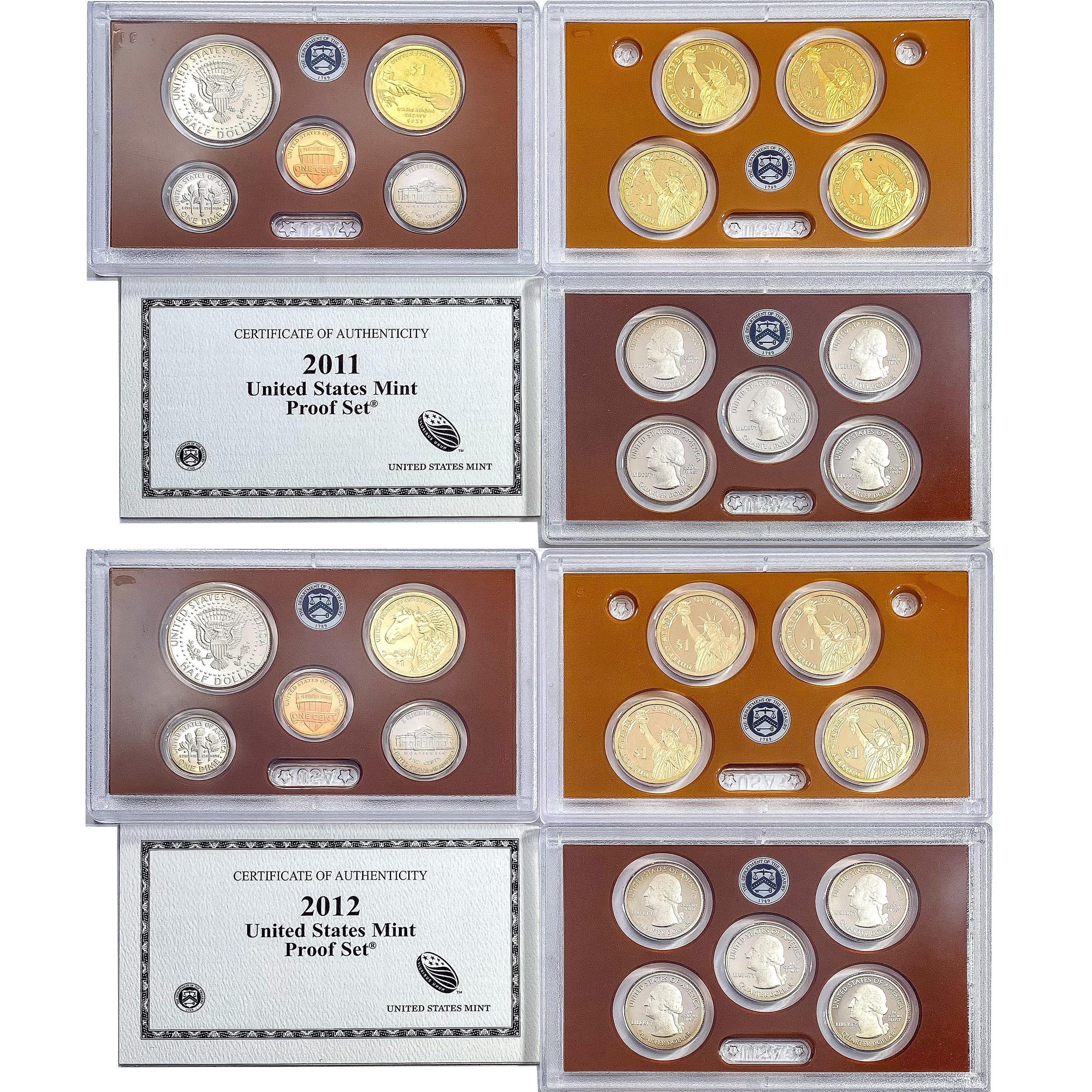 2011-2012 Clad US Proof Sets [28 Coins]