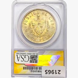 1934 .7734oz. Silver Cuba Peso ANACS MS63