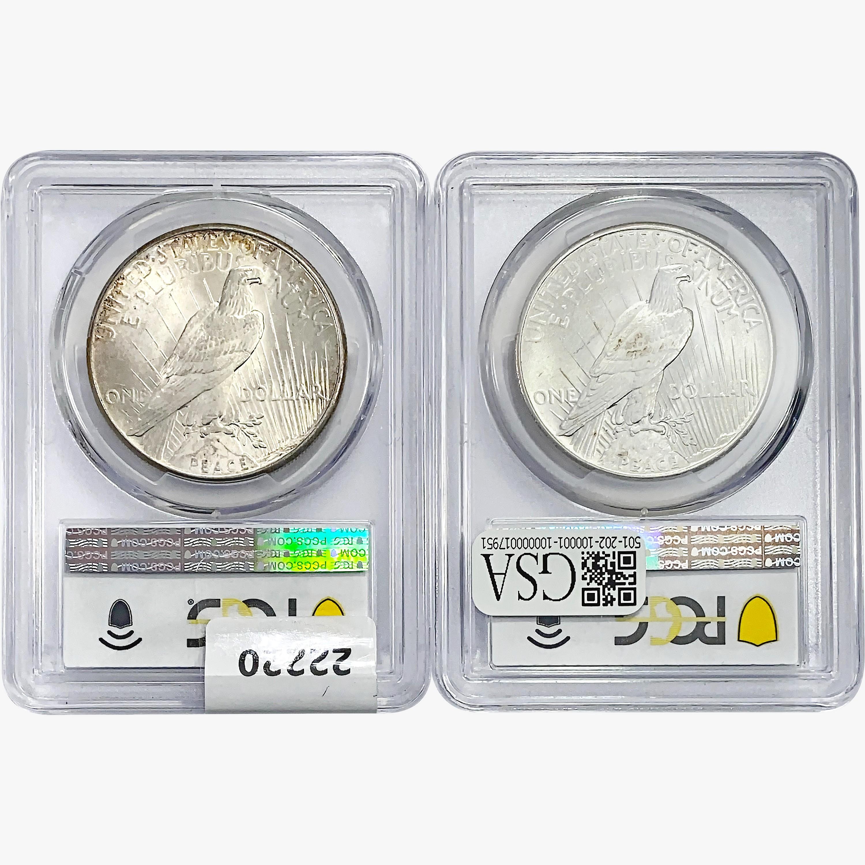 1925 [2] Silver Peace Dollar PCGS MS62