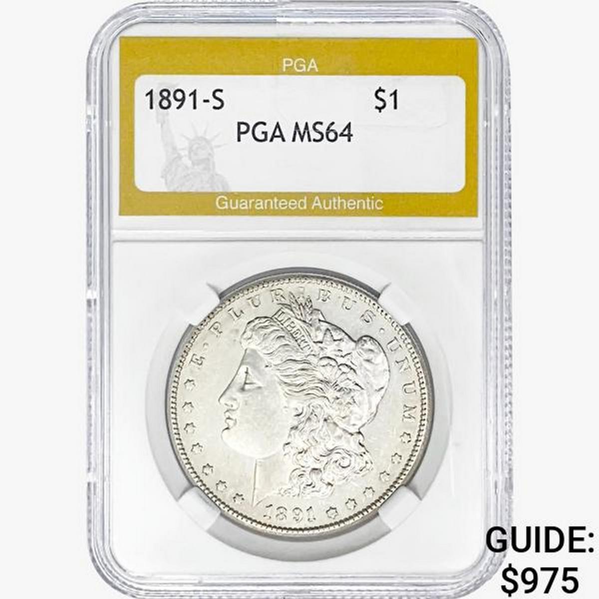 1891-S Morgan Silver Dollar PGA MS64