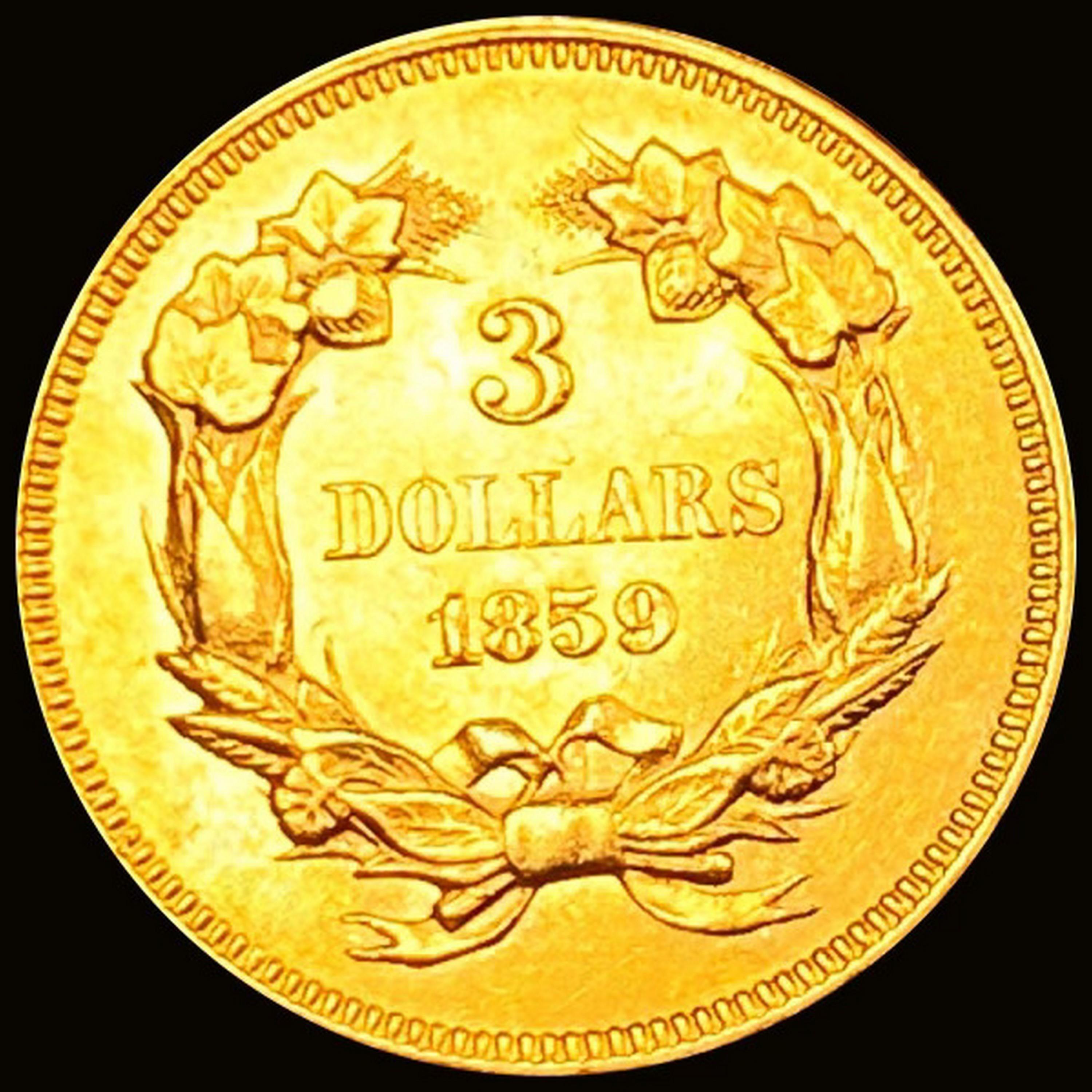 1859 $3 Gold Piece CHOICE BU