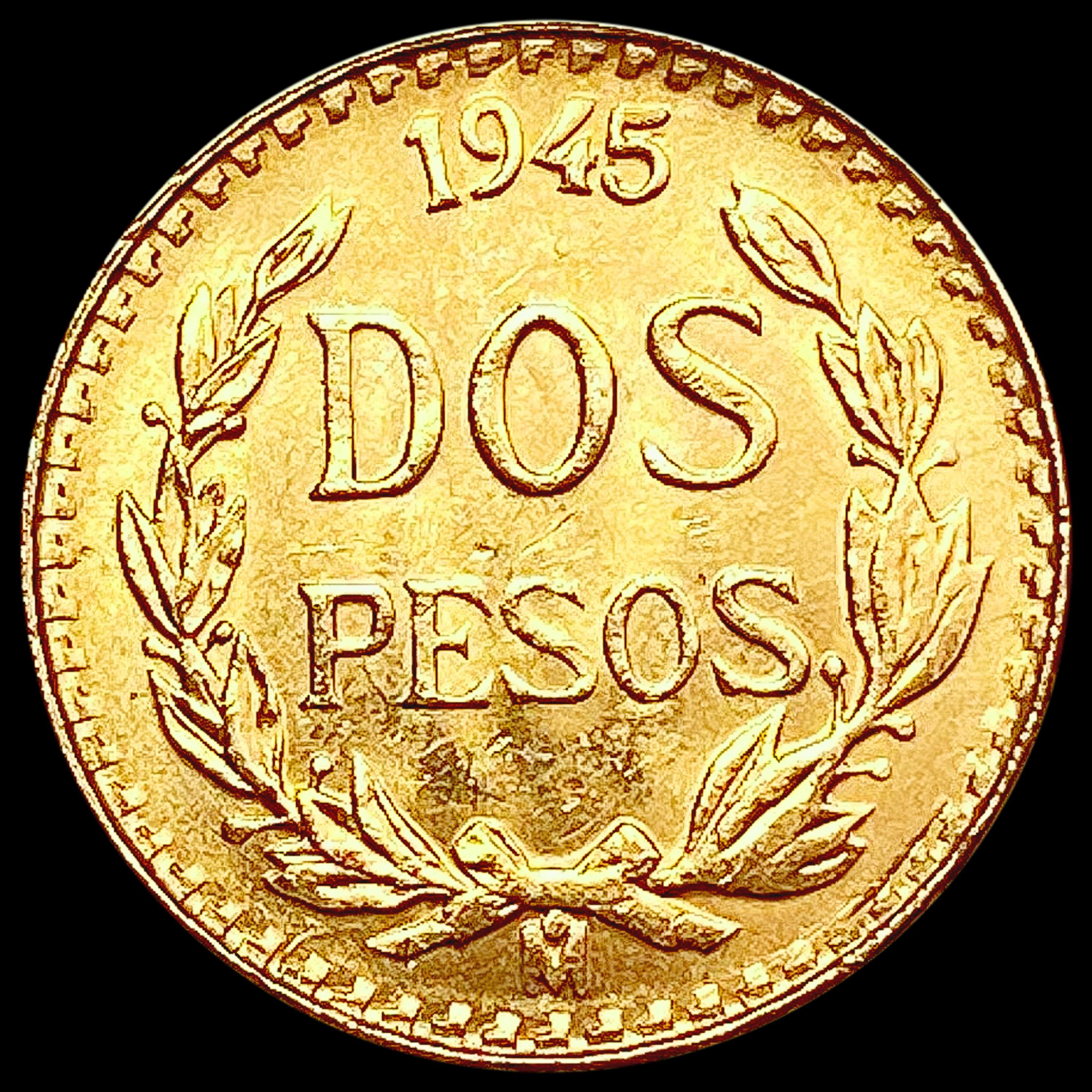 1945-M Mexico 2 Pesos .0482oz Gold CHOICE BU