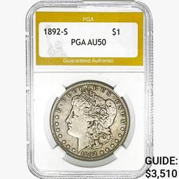 1892-S Morgan Silver Dollar PGA AU50