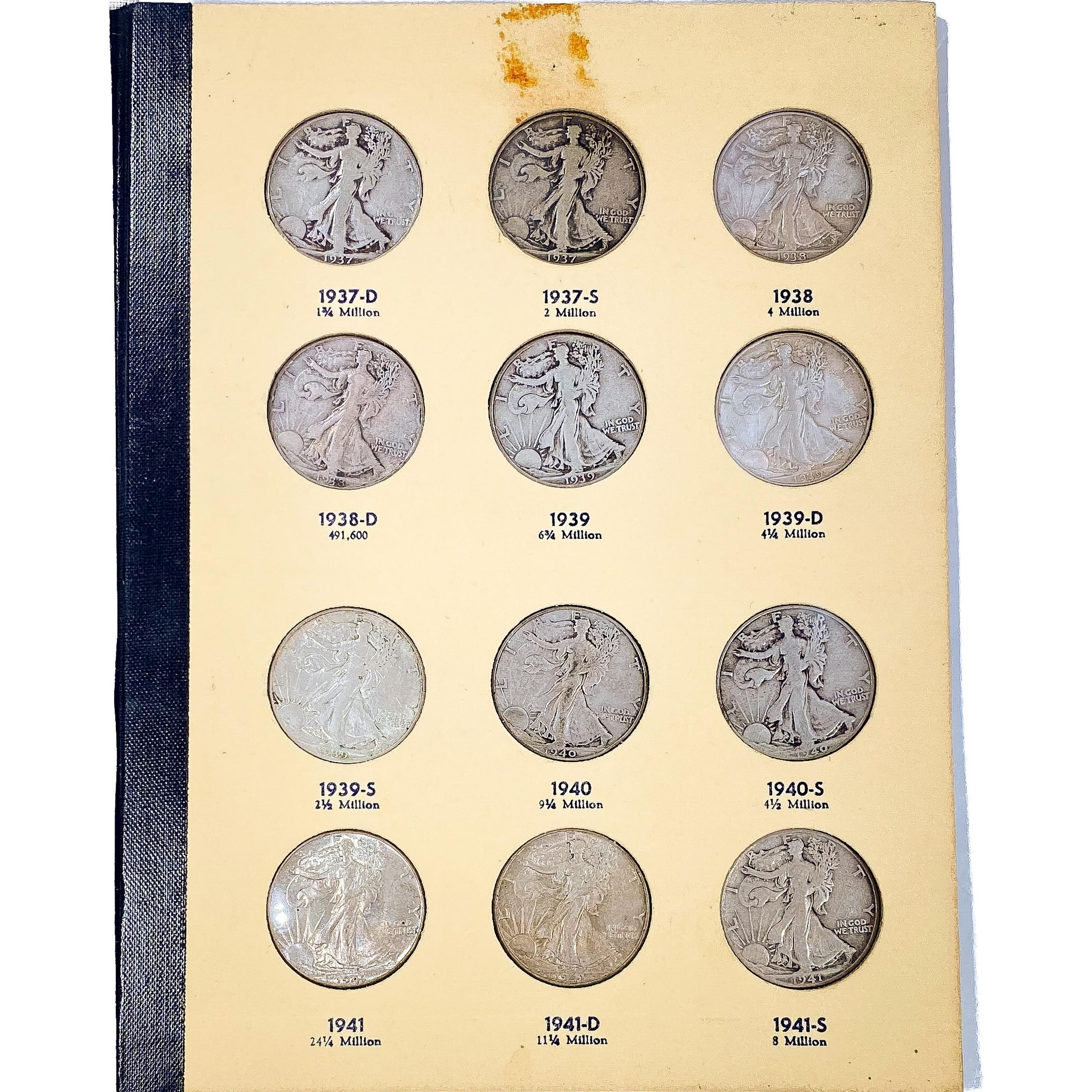 1916-1947 Walking Half Dollar Books (65 Coins)