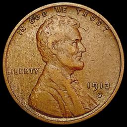 1913-S Wheat Cent NEARLY UNCIRCULATED