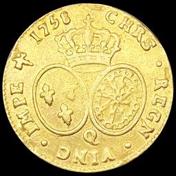 1758-Q France .2405oz Gold Louis d'Or NICELY CIRCU