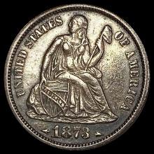 1873 Arrows Seated Liberty Dime CLOSELY UNCIRCULAT