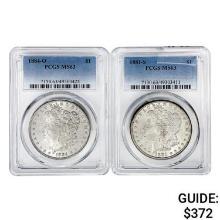 1881&1884 [2] Morgan Silver Dollar PCGS MS63