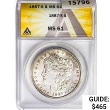 1887-S Morgan Silver Dollar ANACS MS61