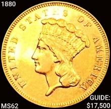 1880 $3 Gold Piece UNCIRCULATED