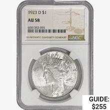 1923-D Silver Peace Dollar NGC AU58