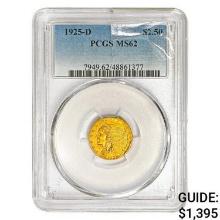 1925-D $2.50 Gold Quarter Eagle PCGS MS62