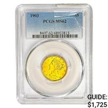 1903 $5 Gold Half Eagle PCGS MS62