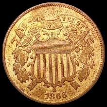 1866 RB Two Cent Piece CHOICE AU