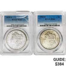 1879&1900 [2] Morgan Silver Dollar PCGS MS63