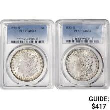 [2] 1883-O&1904 Morgan Silver Dollar PCGS MS63