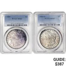 [2] 1884&1887 Morgan Silver Dollar PCGS MS63
