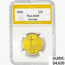 1990 $25 1/2oz. American Gold Eagle PGA MS69