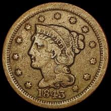 1845 Braided Hair Large Cent LIGHTLY CIRCULATED