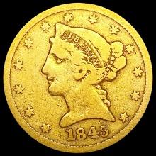 1845 $5 Gold Half Eagle NICELY CIRCULATED