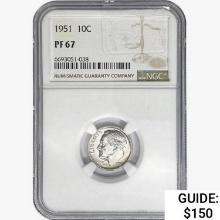 1951 Roosevelt Dime NGC PF67