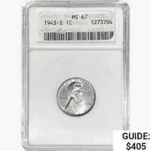 1943-S Wheat Cent ANACS MS67