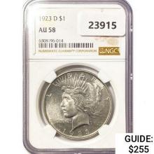 1923-D Silver Peace Dollar NGC AU58