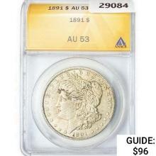 1891 Morgan Silver Dollar ANACS AU53