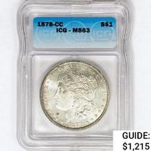 1878-CC Morgan Silver Dollar ICG MS63