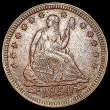 1854 Arws Seated Liberty Quarter CLOSELY UNCIRCULA