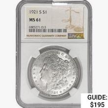 1921-S Morgan Silver Dollar NGC MS61