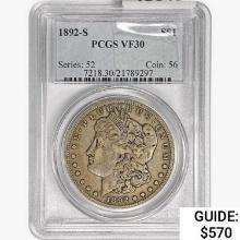 1892-S Morgan Silver Dollar PCGS VF30