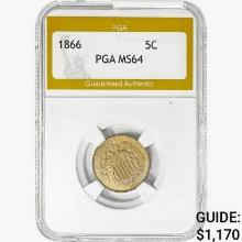 1866 Shield Nickel PGA MS64