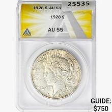 1928 Silver Peace Dollar ANACS AU55