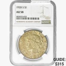 1928-S Silver Peace Dollar NGC AU58