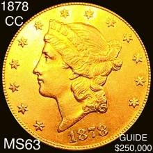 1878-CC $20 Gold Double Eagle CHOICE BU