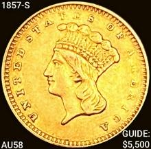 1857-S Rare Gold Dollar CHOICE AU