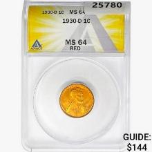 1930-D Wheat Cent ANACS MS64 RED