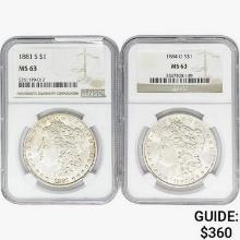1881-1884 [2] Morgan Silver Dollar NGC MS63