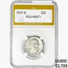 1937-D Washington Silver Quarter PGA MS67+