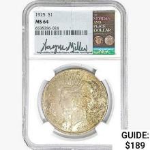 1925 Silver Peace Dollar NGC MS64