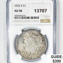 1925-S Silver Peace Dollar NGC AU58